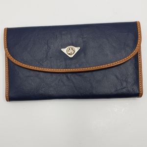 Fiochhi Italian leather wallet blue with brown